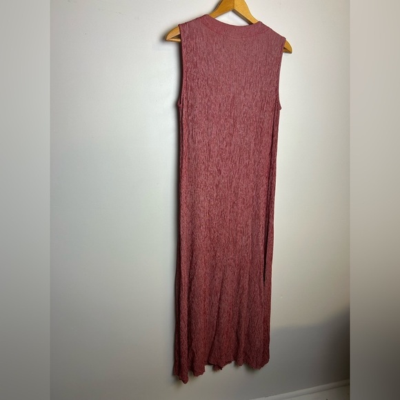VTG Y2K Barbara Lerner Midi Dress S Red 3D slit hem Boho minimalist Confort SOFT - Picture 2 of 12